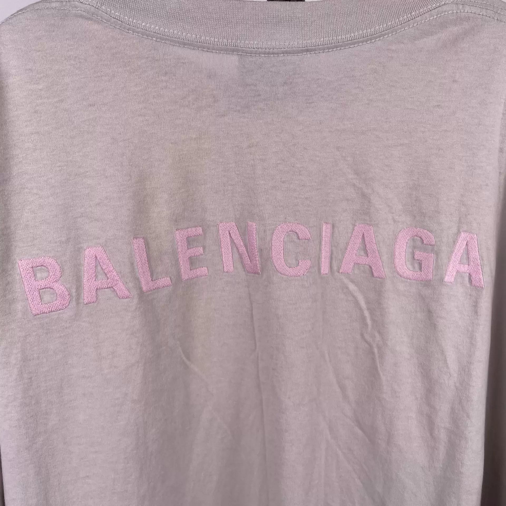 Balenciaga Balenciaga Men's Short Sleeve Tee Gray/Pink Logo S Size US S / EU 44-46 / 1 - 3 Thumbnail