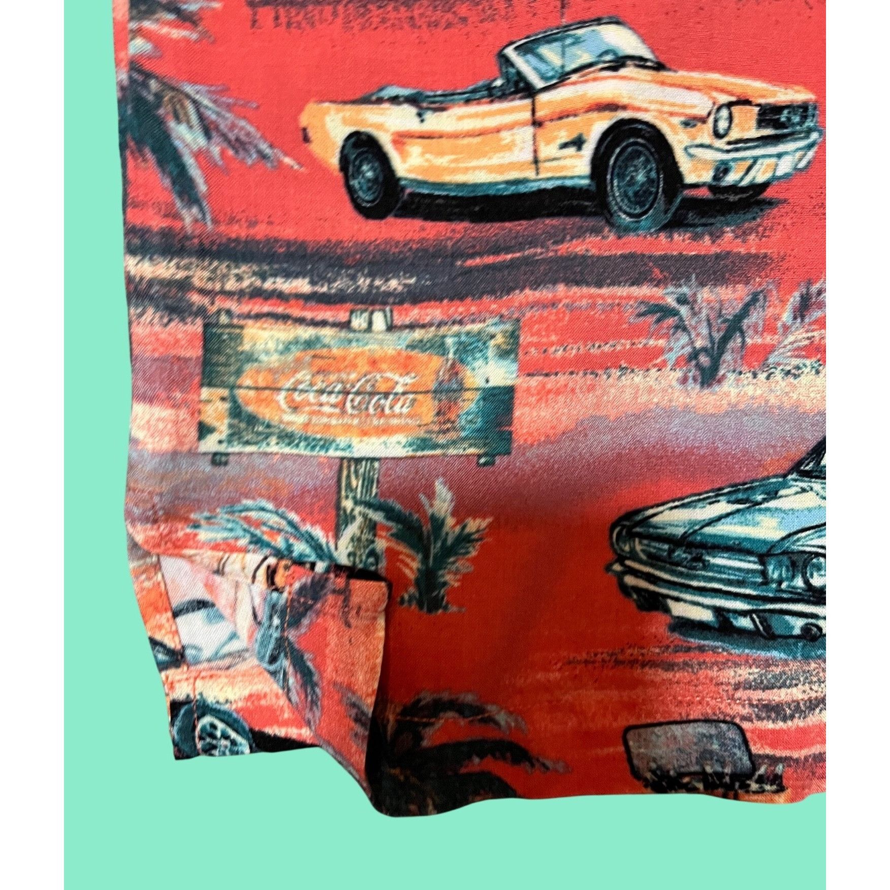 Other Ford Mustang Hawaiian Button-Up Shirt "shrimp orangie" color Size US L / EU 52-54 / 3 - 9 Thumbnail