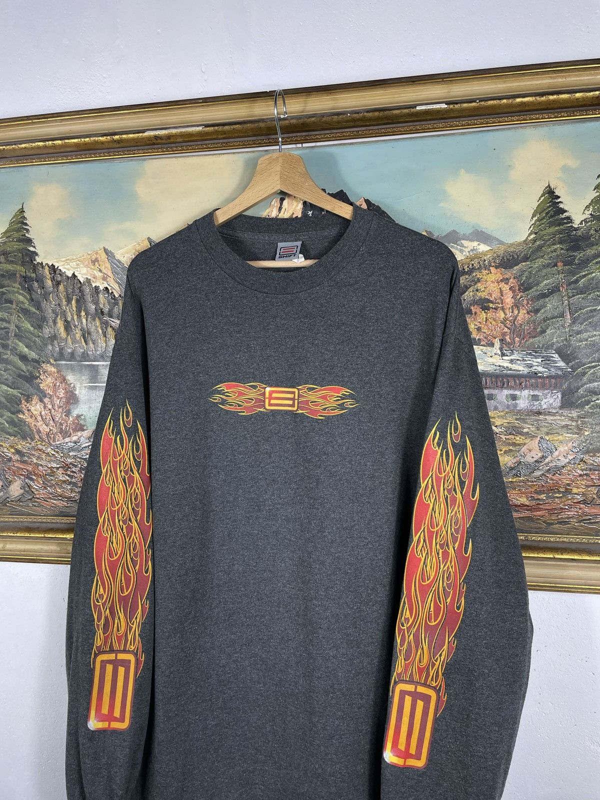 Japanese Brand × Vintage Vintage Retro Y2k 00s Flame Fire Longsleeve Tee Baggy Loose Size US XL / EU 56 / 4 - 5 Thumbnail