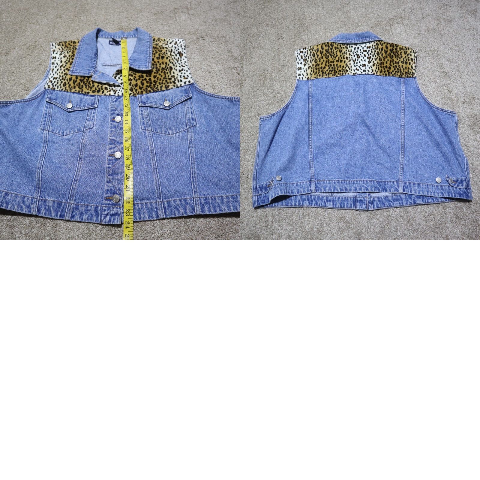 Vintage BACCINI Denim Vest Adult Women Size 26 Blue Pockets Casual 90s Theme Womens vest -Size 26- Blue, Cotton Blend, Sleeveless, Short Jacket Size 4XL / US 24-26 - 8 Thumbnail