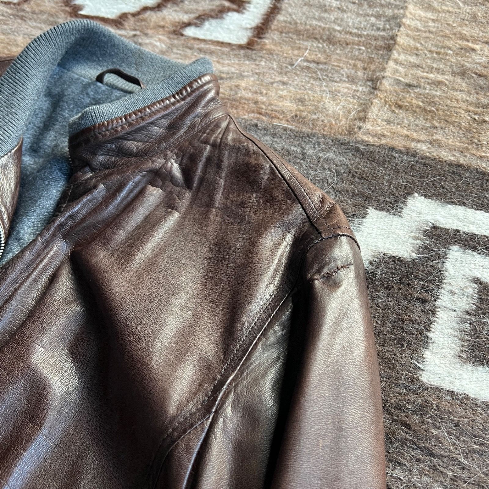 Leather Barba Napoli Leather Bomber Jacket Handmade 9771AC Size US M / EU 48-50 / 2 - 8 Thumbnail