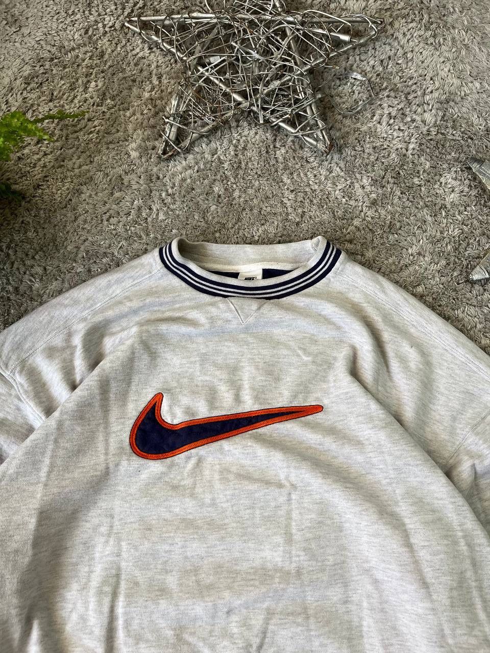 Nike × Vintage 90s Nike Sweatshirt Vintage Streetwear Big Logo Swoosh Rare Size US XL / EU 56 / 4 - 2 Thumbnail