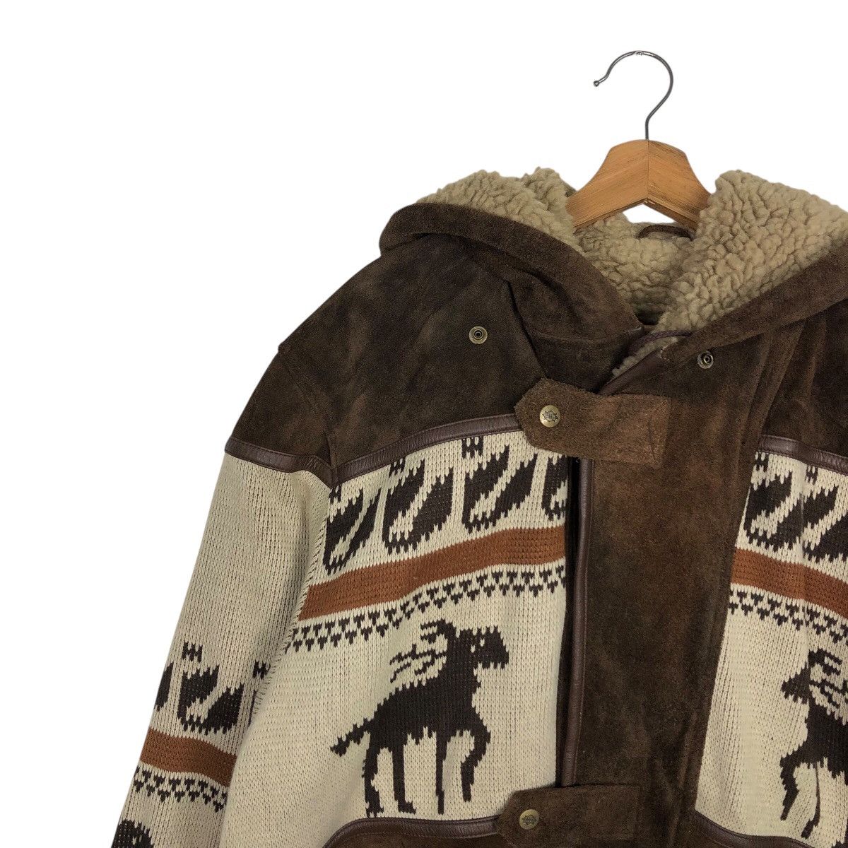 Japanese Brand Vtg ALLIX Cowboy Fleece-Lined Jacket Heavy Suede Paneling Size US L / EU 52-54 / 3 - 8 Thumbnail