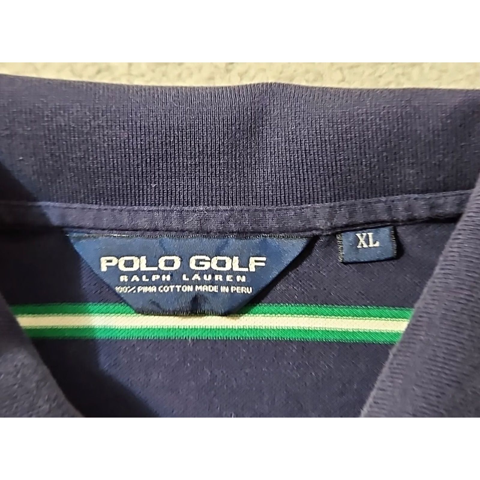 Ralph Lauren Polo Golf Ralph Lauren Polo Shirt Men's XL Navy Blue Green Striped Pima Cotton Size US XL / EU 56 / 4 - 3 Thumbnail