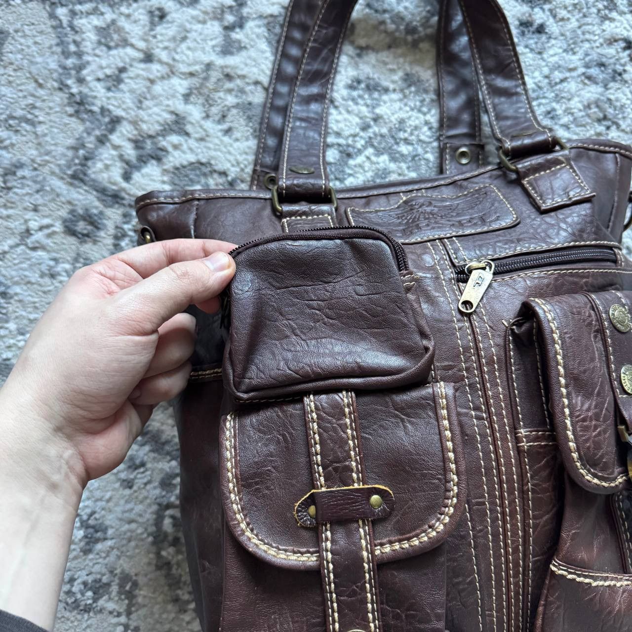 Diesel Vintage Diesel Leather Heavy Utility Retro Bag Avantgarde Size ONE SIZE - 7 Thumbnail