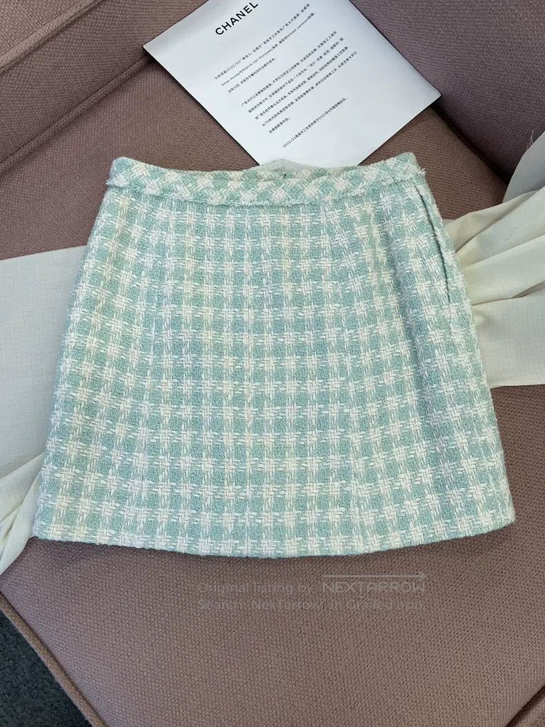 Chanel Chanel 23s mint green plaid skirt Size 25" / US 0 / IT 36 - 3 Thumbnail
