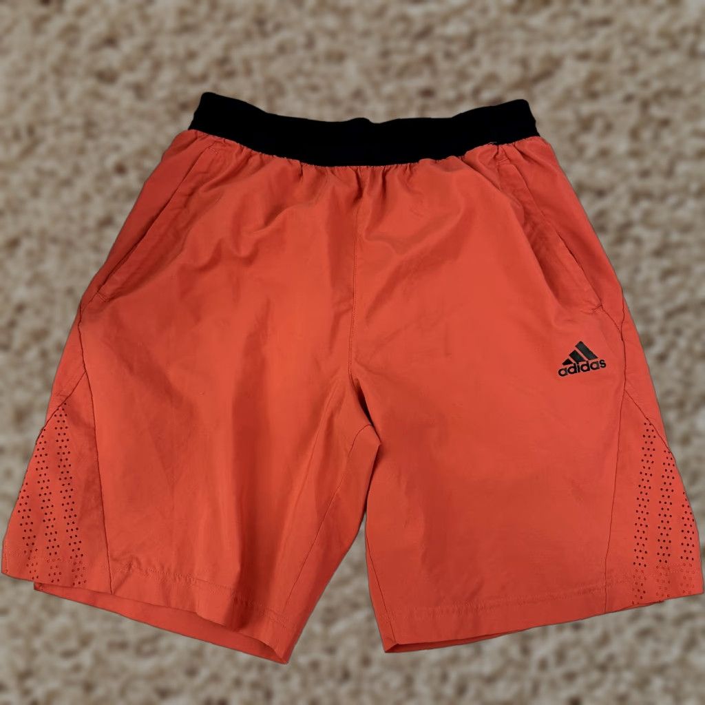 Adidas Adidas Athletic Shorts Mens Medium Red 27x8.75 Drawstring Elastic Waist Pockets Training Flash Size US 31 - 1 Thumbnail