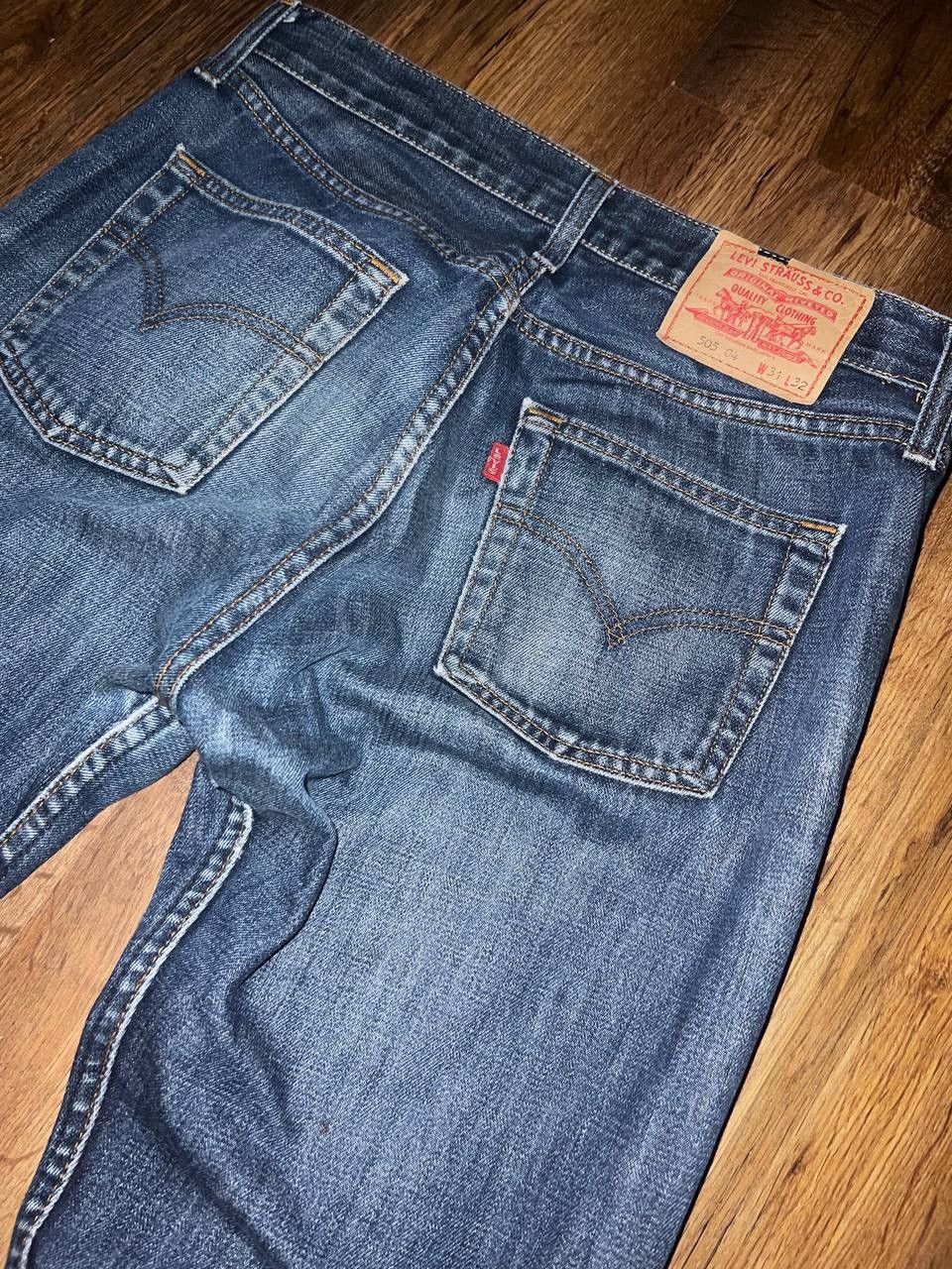 Levi's × Vintage Vintage Levi's 505 Blue Distressed Mud Wash Denim Jeans Size US 31 - 13 Thumbnail