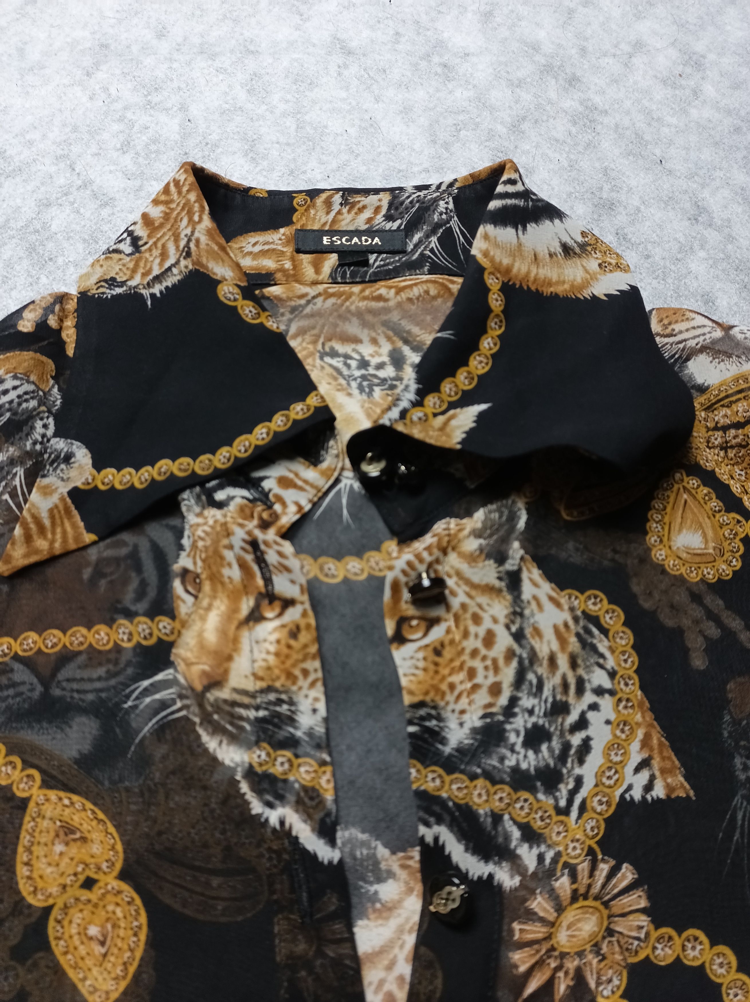 Escada ESCADA Silk Blend Blouse Shirt Tiger Print EU 40 Size M / US 6-8 / IT 42-44 - 10 Thumbnail