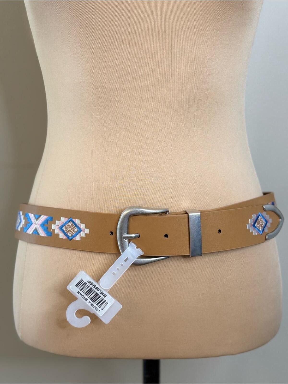 Other Light brown faux leather belt embroidered western Aztec 42” Size ONE SIZE - 5 Thumbnail