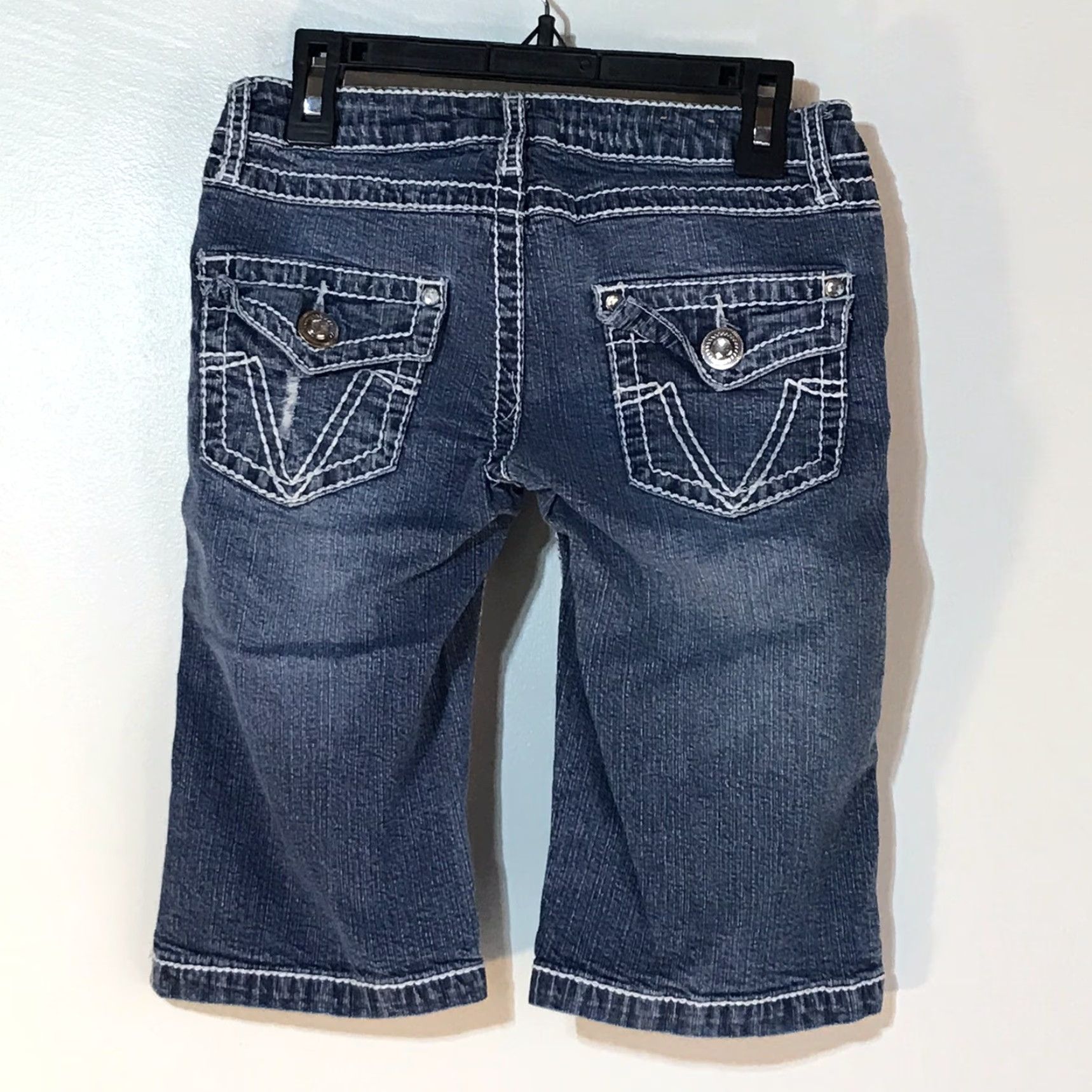 Vintage VINTAGE rue21 Women Bermuda Shorts Juniors Size 0-1 Blue Denim Casual Summer Stretch Rhinestones Size 25" / US 0 / IT 36 - 2 Thumbnail
