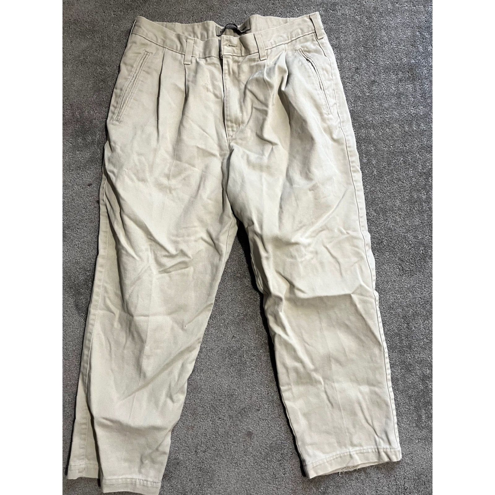 Dockers VINTAGE Dockers Pants 36x29 Beige Cotton Pleated Straight Classic Khakis USA Mens Size US 36 / EU 52 - 3 Thumbnail