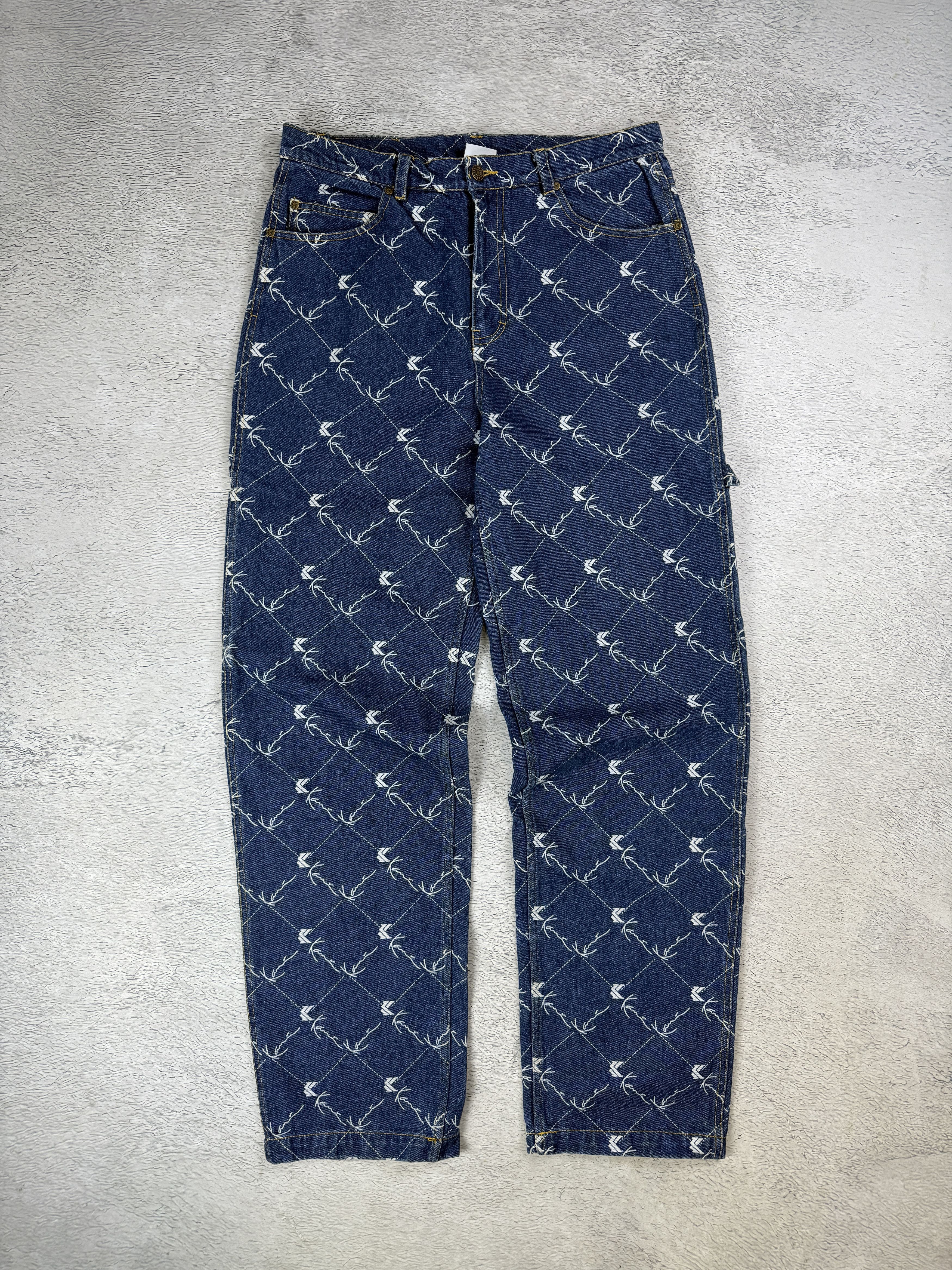 JNCO × Karl Kani Karl Kani Carpenter Monogram Jeans Workwear AOP Baggy Size US 32 / EU 48 - 2 Thumbnail