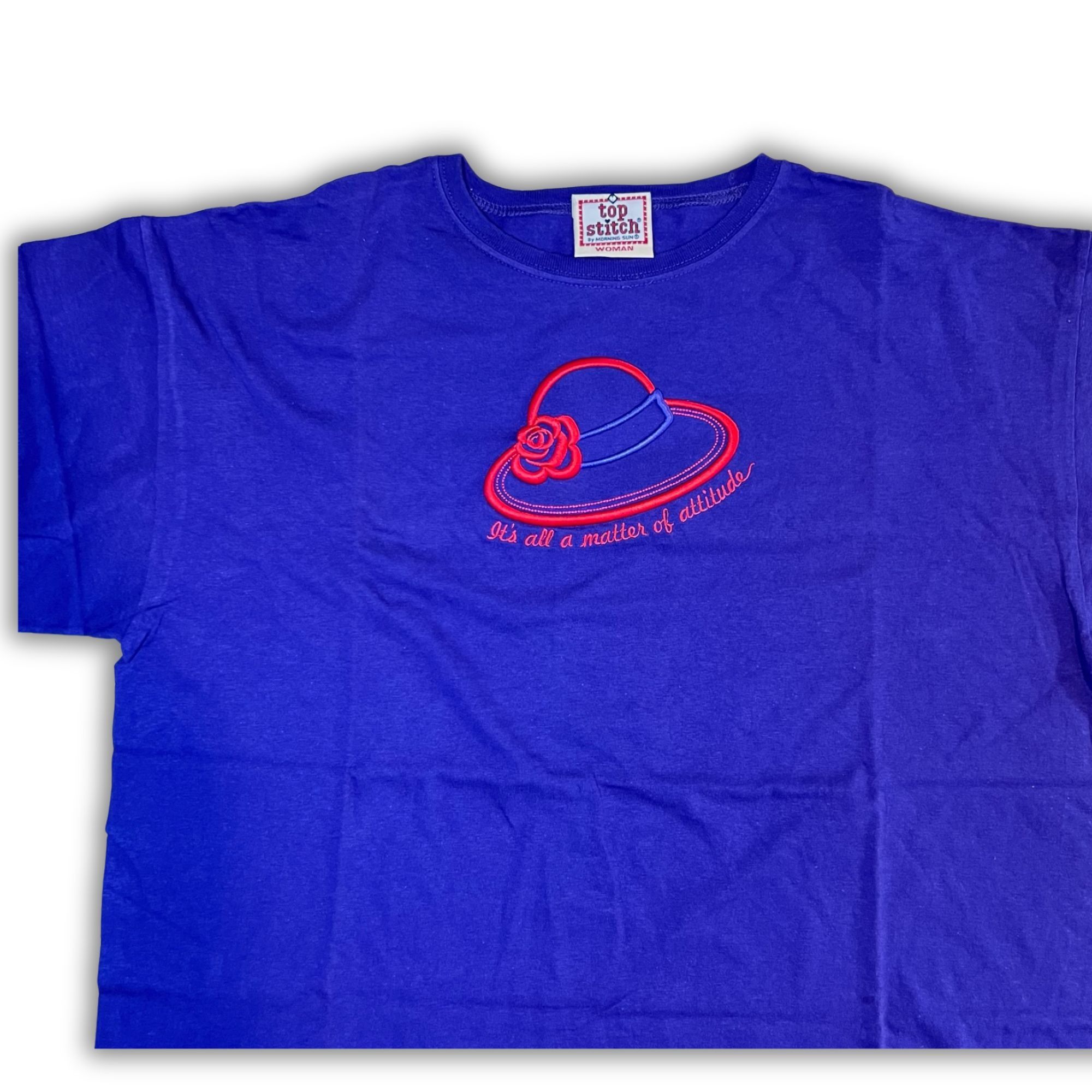 Other Vintage Red Hat Club T-Shirt Womans Top Stitch Blue Short Sl Size M / US 6-8 / IT 42-44 - 4 Thumbnail