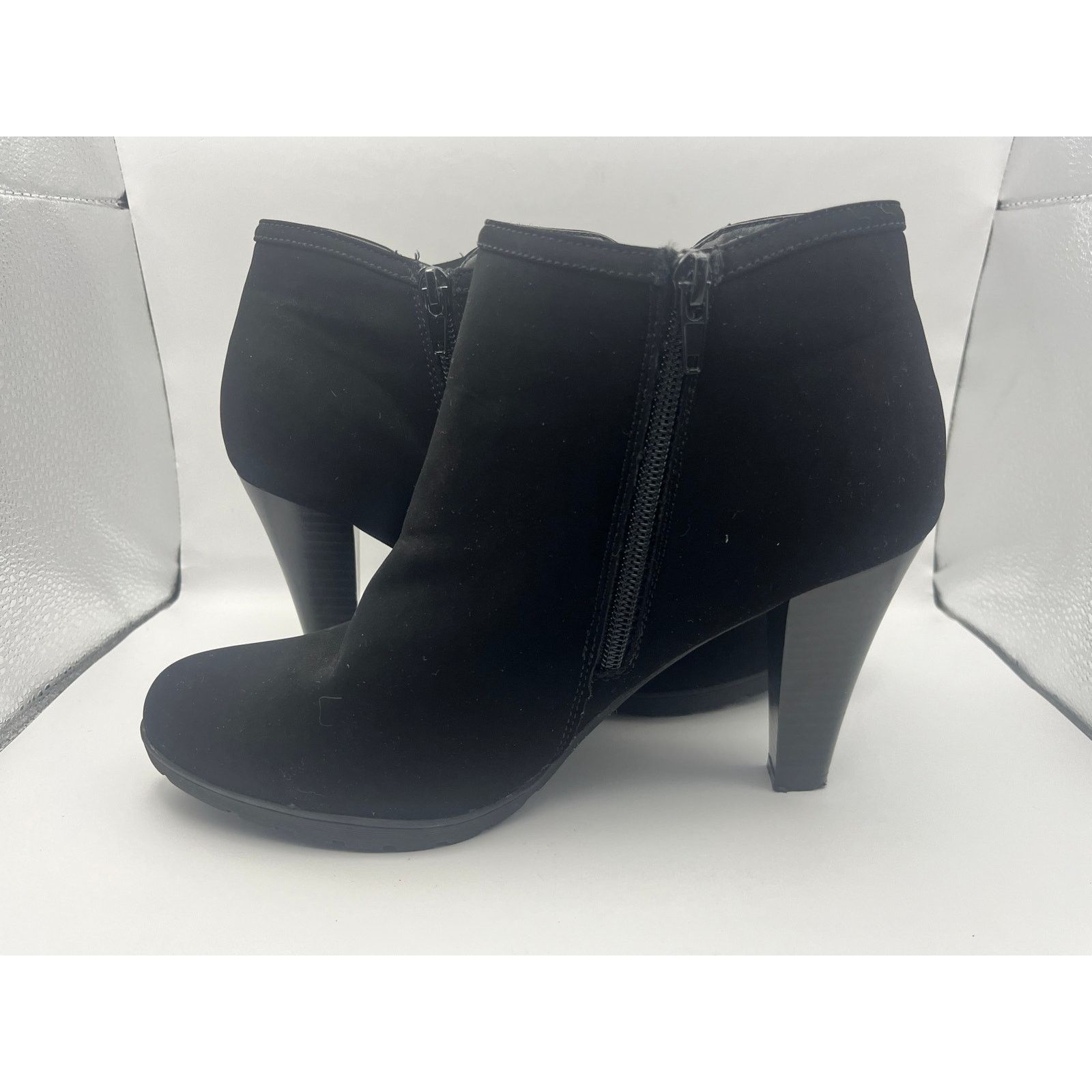 Unknown London Black Ankle Boot Heels Zip Up Dress Booties Women’s Size 9M Size US 9 / IT 39 - 4 Thumbnail
