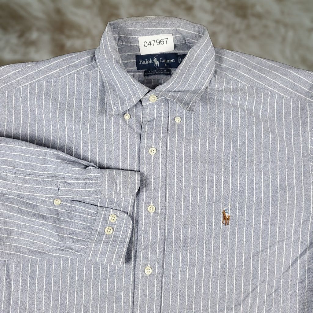 Ralph Lauren Ralph Lauren Shirt Mens 16 Blue Striped Pony Dress Button Up Long Sleeve Shirt Size 42R - 1 Thumbnail