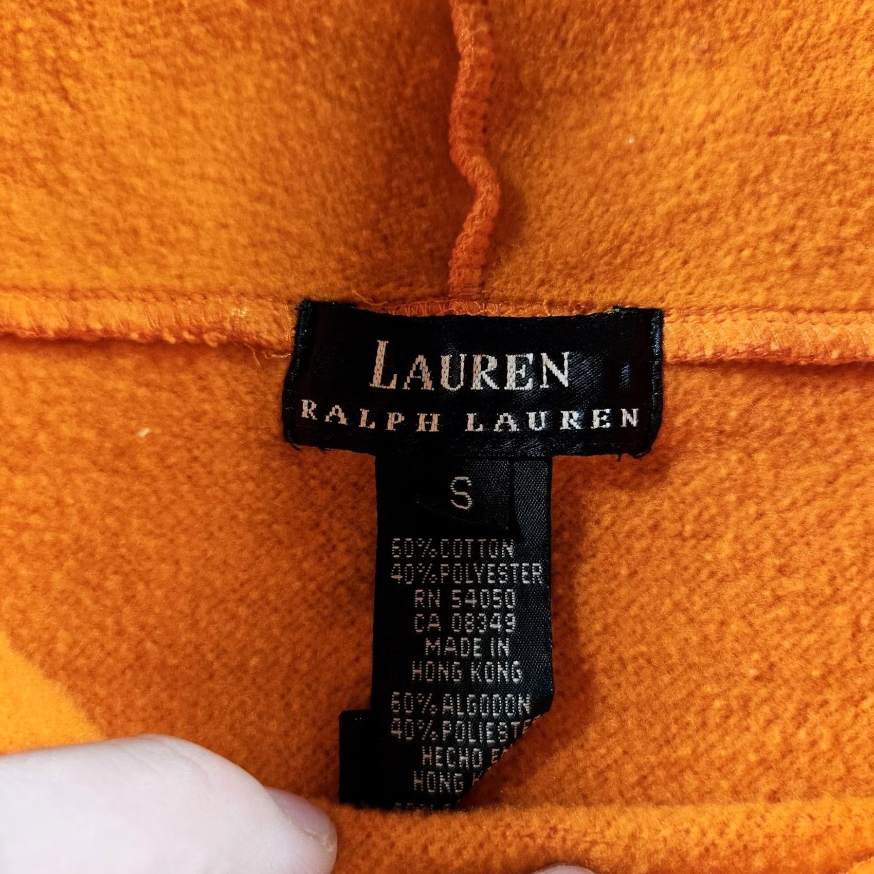 Ralph Lauren VINTAGE Lauren Ralph Lauren Pullover Sweater Mens Small Mock Neck Orange Knit Cotton Polyester Kangaroo Pocket Size US S / EU 44-46 / 1 - 5 Thumbnail