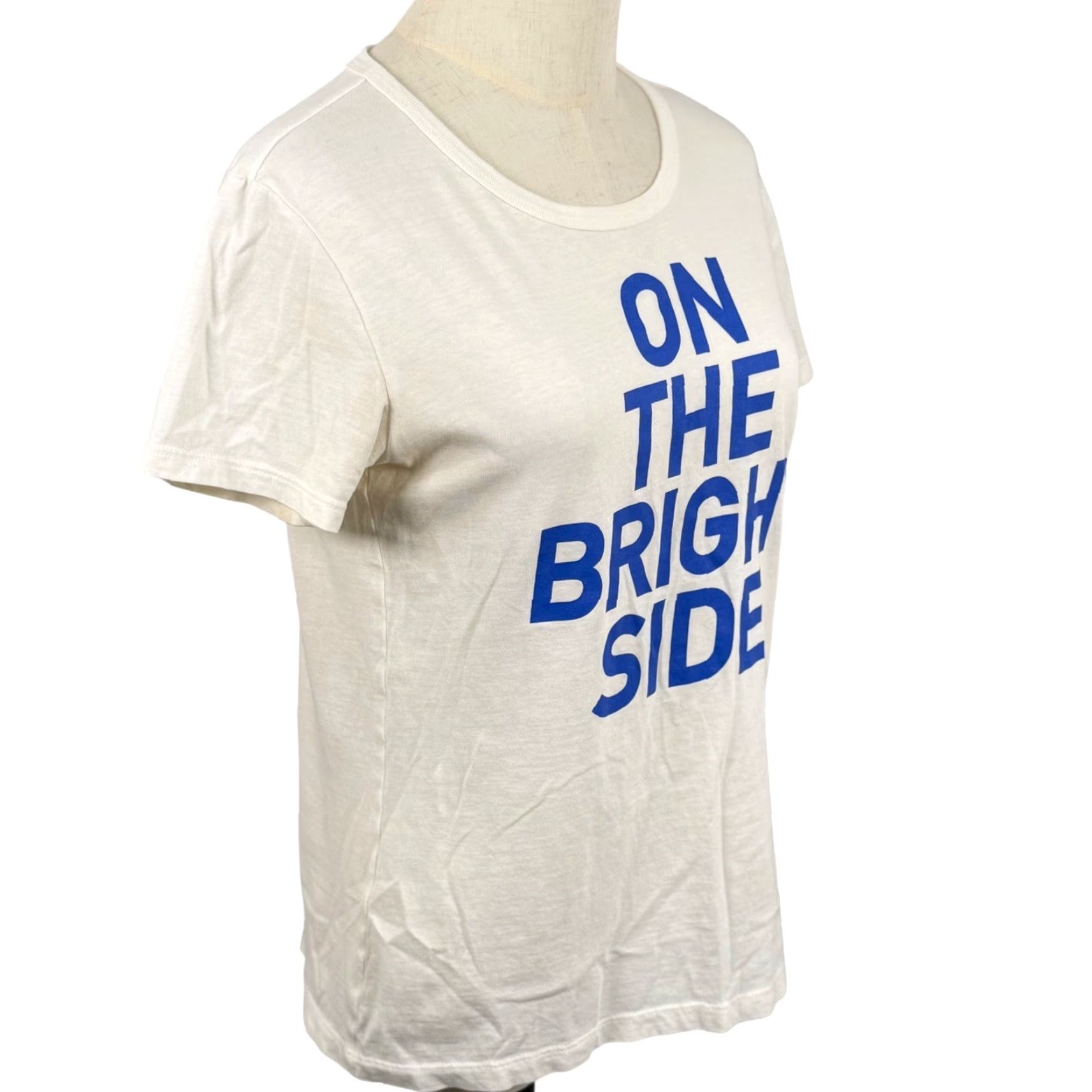 J.Crew J.Crew XS Graphic Tee Off-White Women Cotton Positive Vibes Optimism Minimalist Shirt Womens XS Ivory Graphic Tee Size XS / US 0-2 / IT 36-38 - 4 Thumbnail