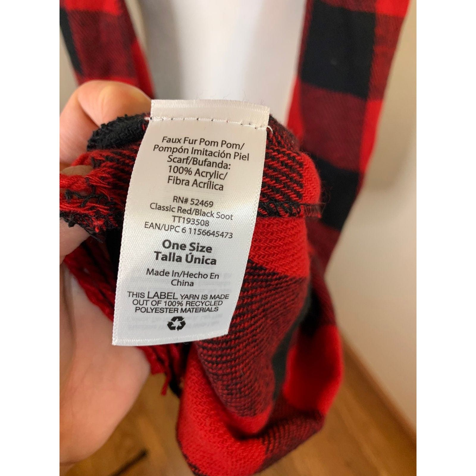Other Womens Scarf Red Black Plaid Winter Scarf Size ONE SIZE - 3 Thumbnail