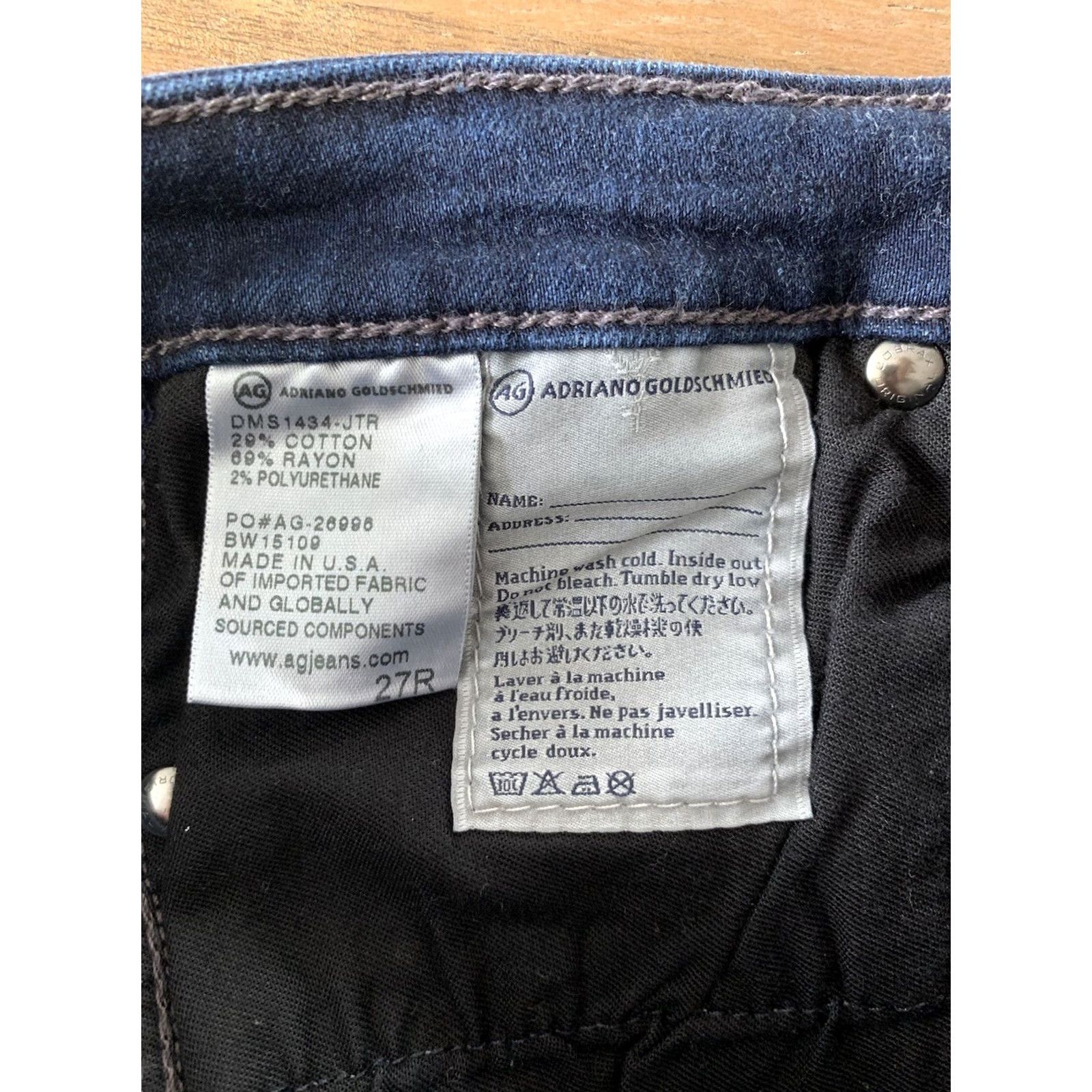 Vintage AG Adriano Goldschmied Jeans Womens 27R Skinny Slim Blue Denim 5-Pocket Inseam 29 in - Retro City Punk USA Logo Rise Mid - Regular Size XS- XXL Size 26" / US 2 / IT 38 - 4 Thumbnail
