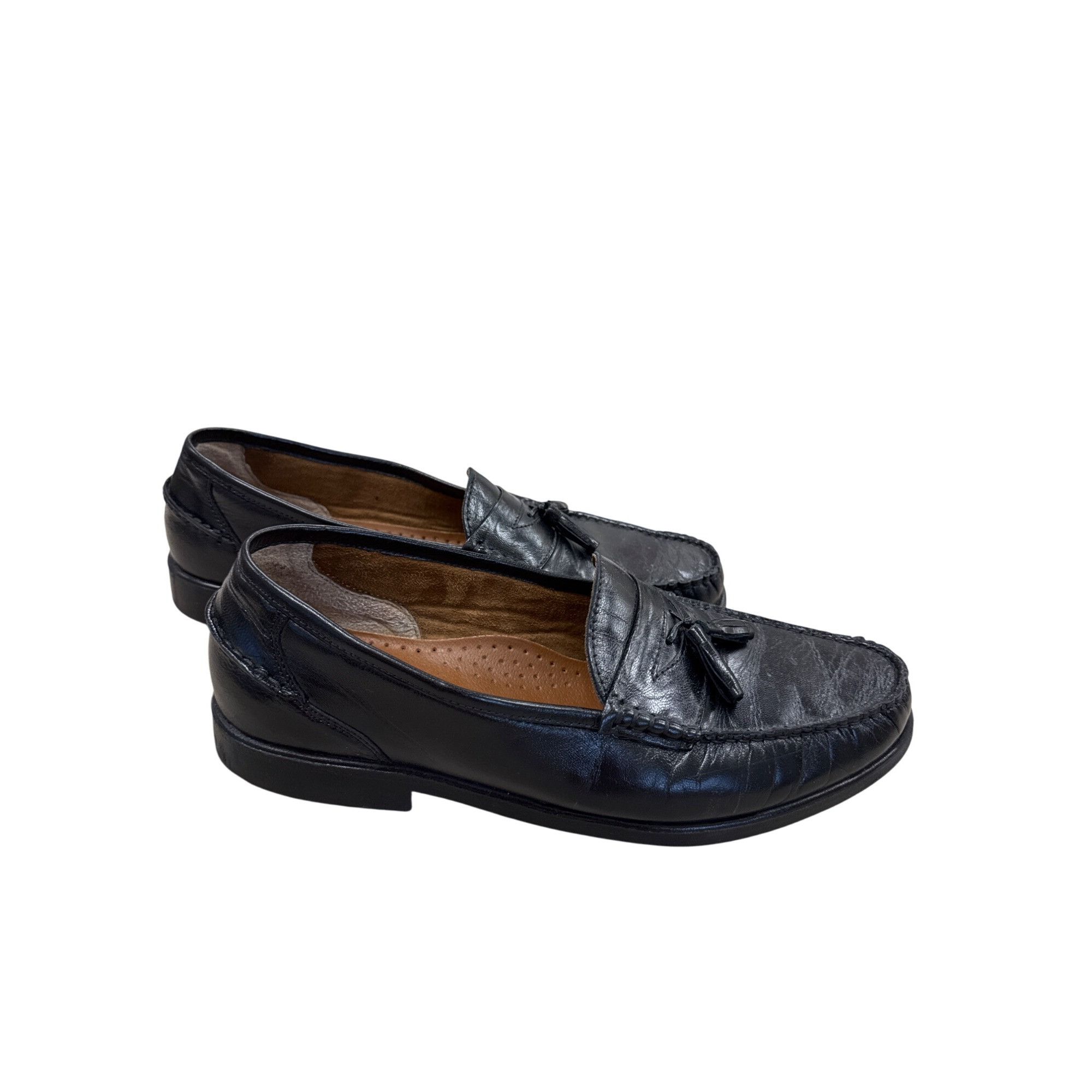 Designer French Shriner Buchanan SKU 7447 Mens Black Leather Tassel L Size US 12 / EU 45 - 4 Thumbnail