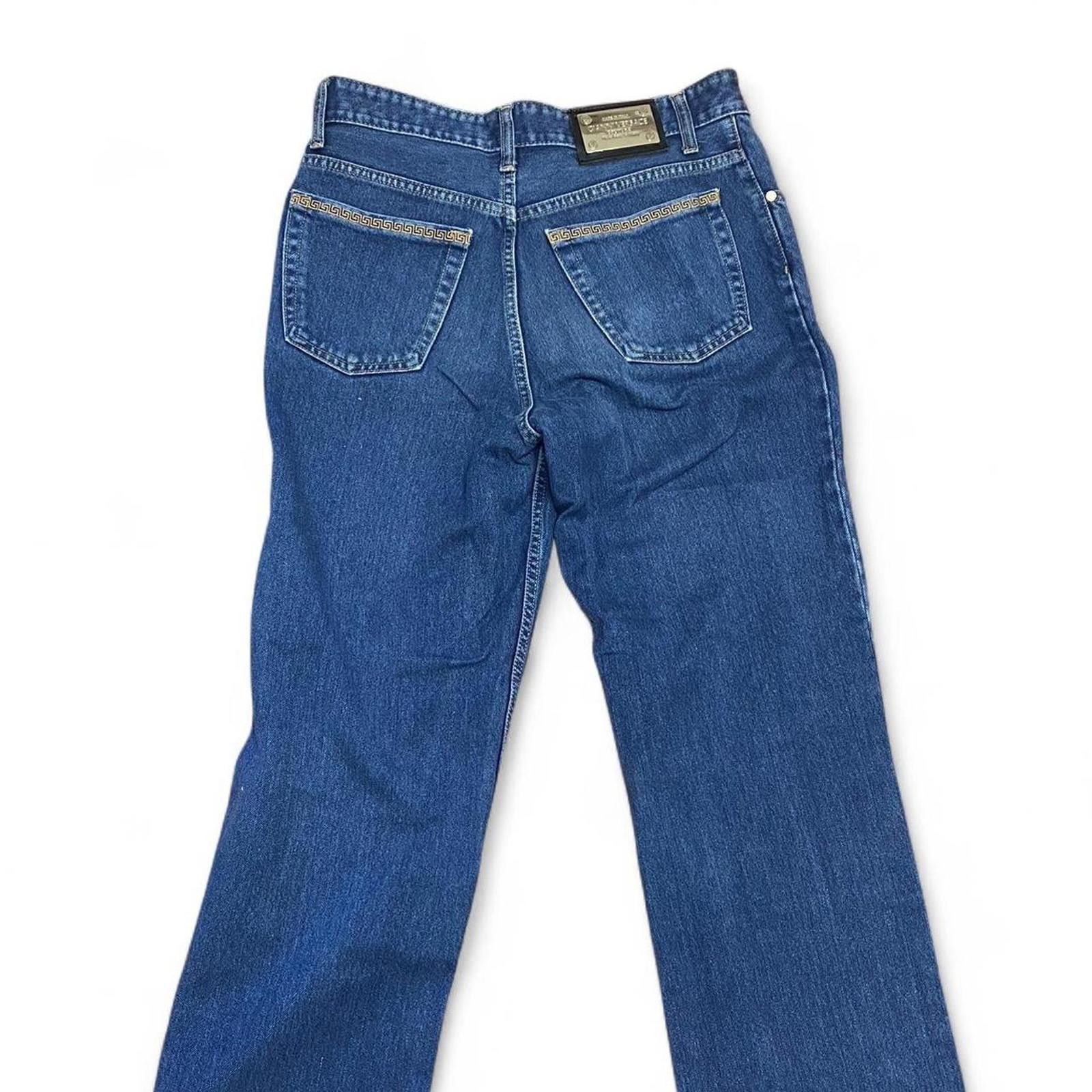 Versace Versace Blue Denim Jeans with Gold Medusa Button and Greek-2 Size 32" / US 10 / IT 46 - 6 Thumbnail