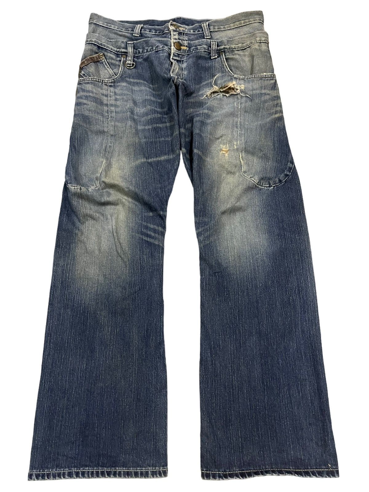 image of Avant Garde x Wrangler Vintage Wrangler Double Waist Style Blue Wash Baggy Jeans, Men's (Size 34)