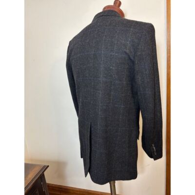 Farah Luxury Charcoal Gray Windowpane Wool Sport Coat Blazer Class Size 40R - 6 Thumbnail