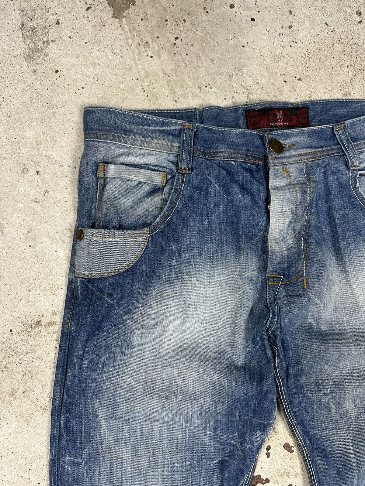 Affliction × Japanese Brand × Vintage Vintage Y2K Acid Washed Blue Baggy Denim Pants Jeans Size US 36 / EU 52 - 7 Thumbnail