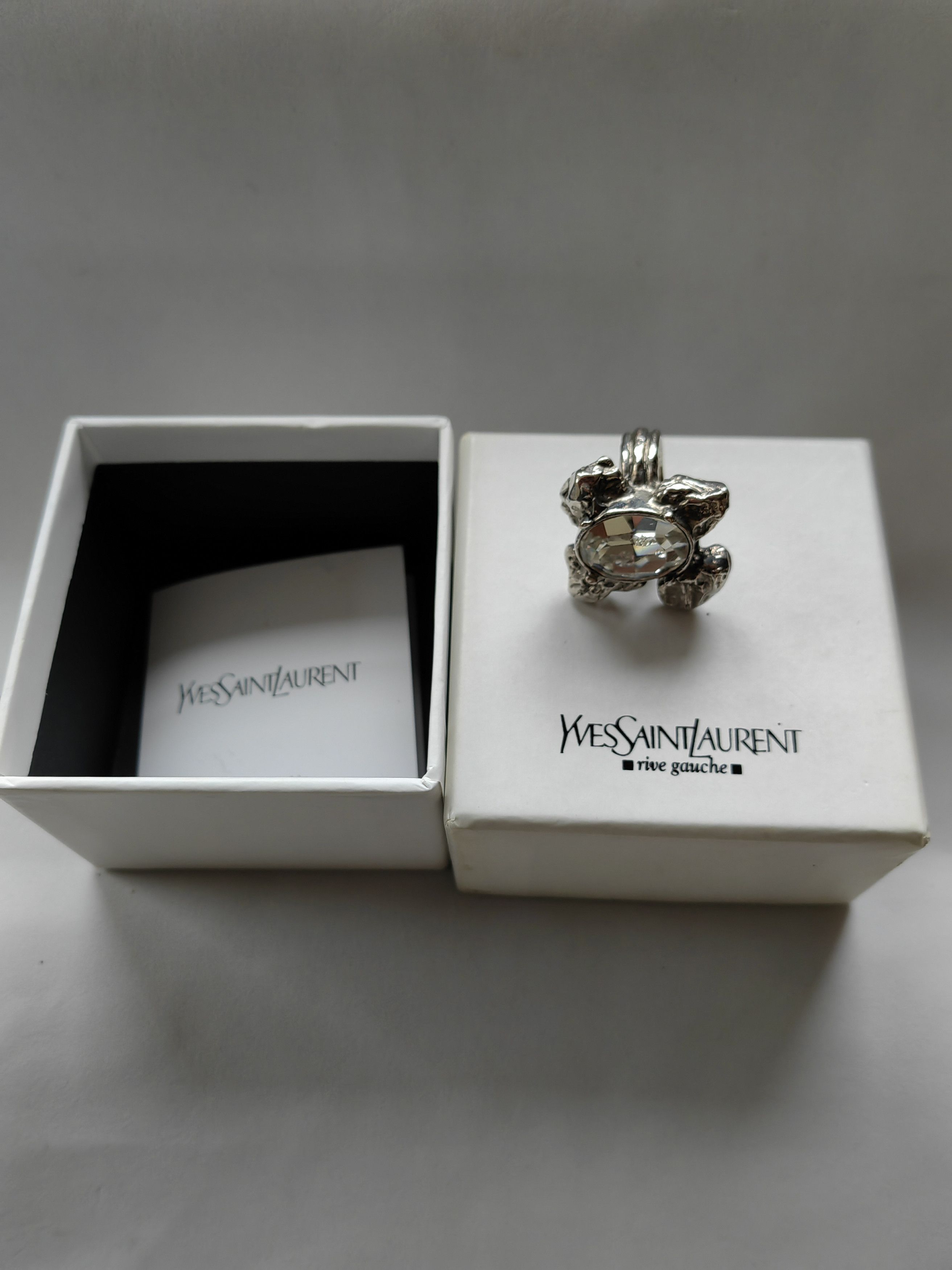 Yves Saint Laurent Authentic Saint Laurent Ring Crystal Stone Silver-tone Size ONE SIZE - 4 Thumbnail