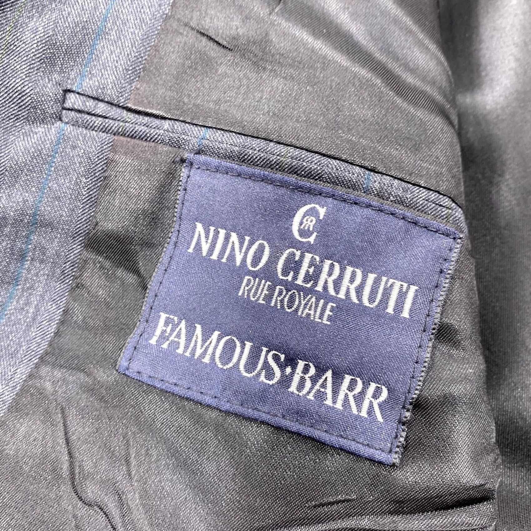 Vintage Nino Cerruti Suit Jacket Mens 44 Gray Wool Striped Double Breasted Italy Jacket/Coat One Piece? 2 Piece? Size 44R - 3 Thumbnail