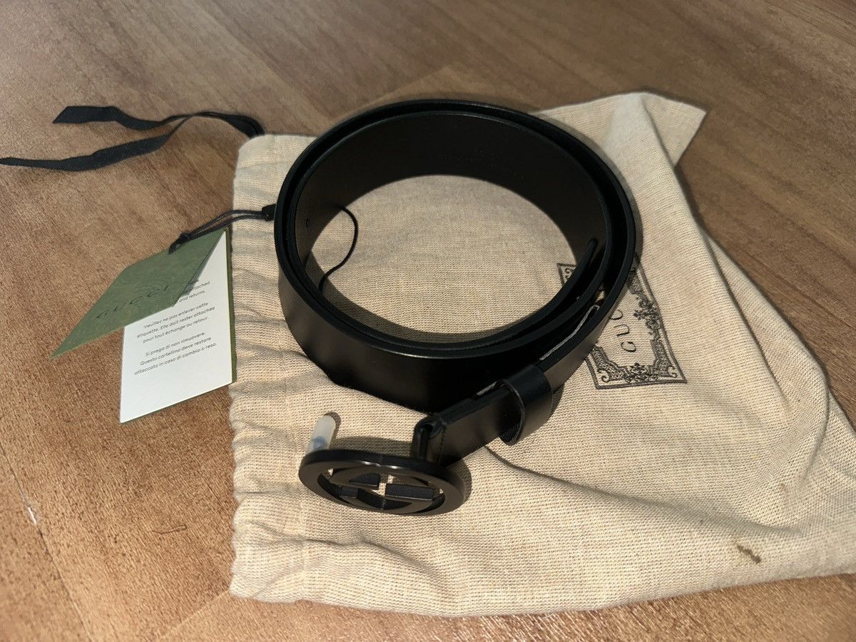 Gucci Gucci Matte Black Interlocking G Belt sz 85 Size 32 - 3 Thumbnail