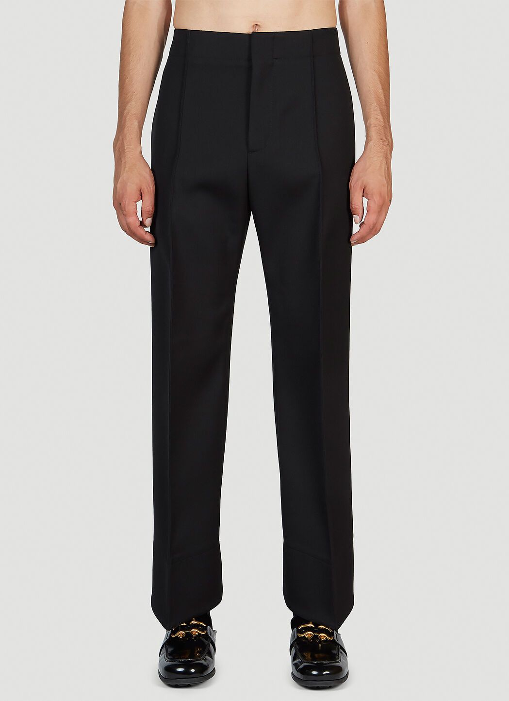 Bottega Veneta o1n1vont1224 Curved Shape Wool Pant in Black Size US 38 / EU 54 - 1 Thumbnail