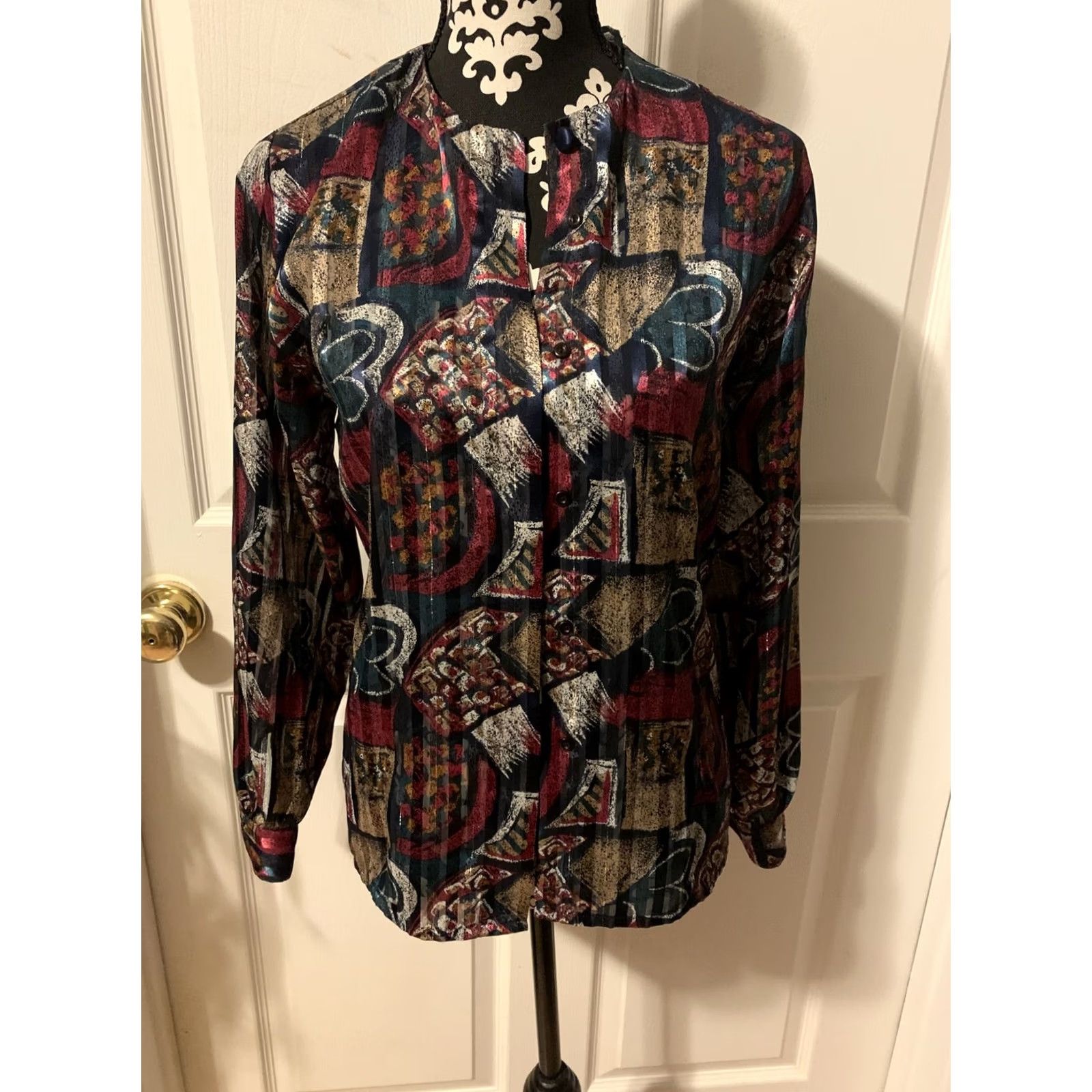 Vintage Vintage Sheer Glitter Thread Blouse Yves St Clair Womens SZ 8 #885 Size M / US 6-8 / IT 42-44 - 2 Thumbnail