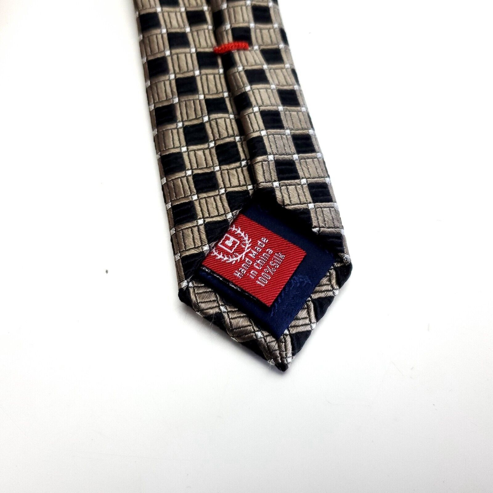 Chaps Chaps Woven Black Tan Geometric Silk Tie Short Size ONE SIZE - 4 Thumbnail