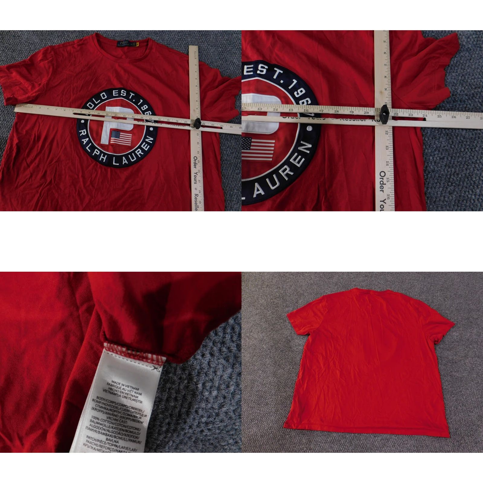 Polo Ralph Lauren Polo Ralph Lauren Shirt Mens XL Red Crew Neck Graphic Print Est. 1967 Circle Logo USA Flag 100% Cotton T-Shirt Size US XL / EU 56 / 4 - 8 Thumbnail