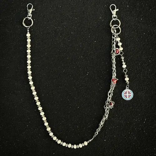Jewelry Silver and White Beaded Chain Wallet Accessory Size ONE SIZE - 6 Thumbnail