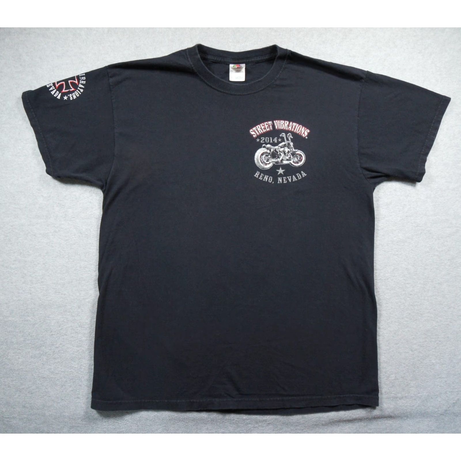 Fruit Of The Loom Street Vibrations Shirt Mens XL Black Motorcycle Tee Reno Nevada Biker 2014 Size US XL / EU 56 / 4 - 3 Thumbnail