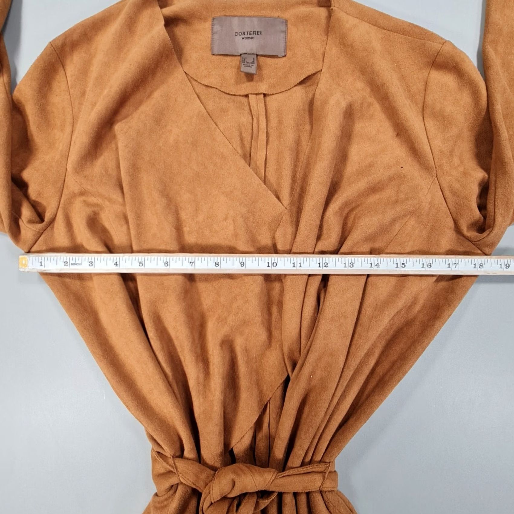 Vintage Cortefiel Coat Women Belted Faux Suede Brown 8 UK Lightweight Overcoat Jacket Mid-Length Size M / US 6-8 / IT 42-44 - 5 Thumbnail