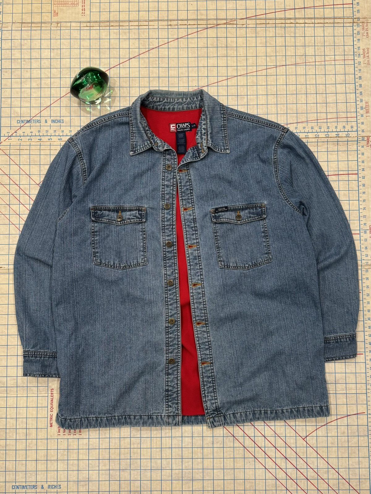 Chaps Ralph Lauren Vintage Chaps Ralph Lauren Denim Button Up Red Fleece Liner Size US L / EU 52-54 / 3 - 1 Thumbnail