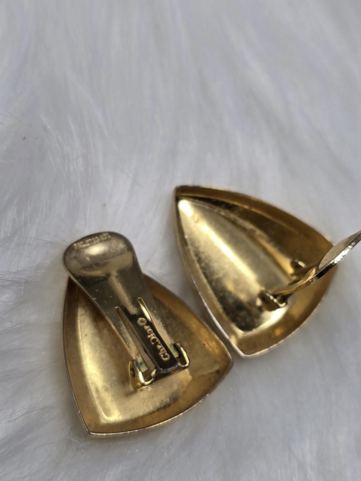Dior Vintage Christian Dior Gold Shield Clip Earrings Size ONE SIZE - 2 Thumbnail