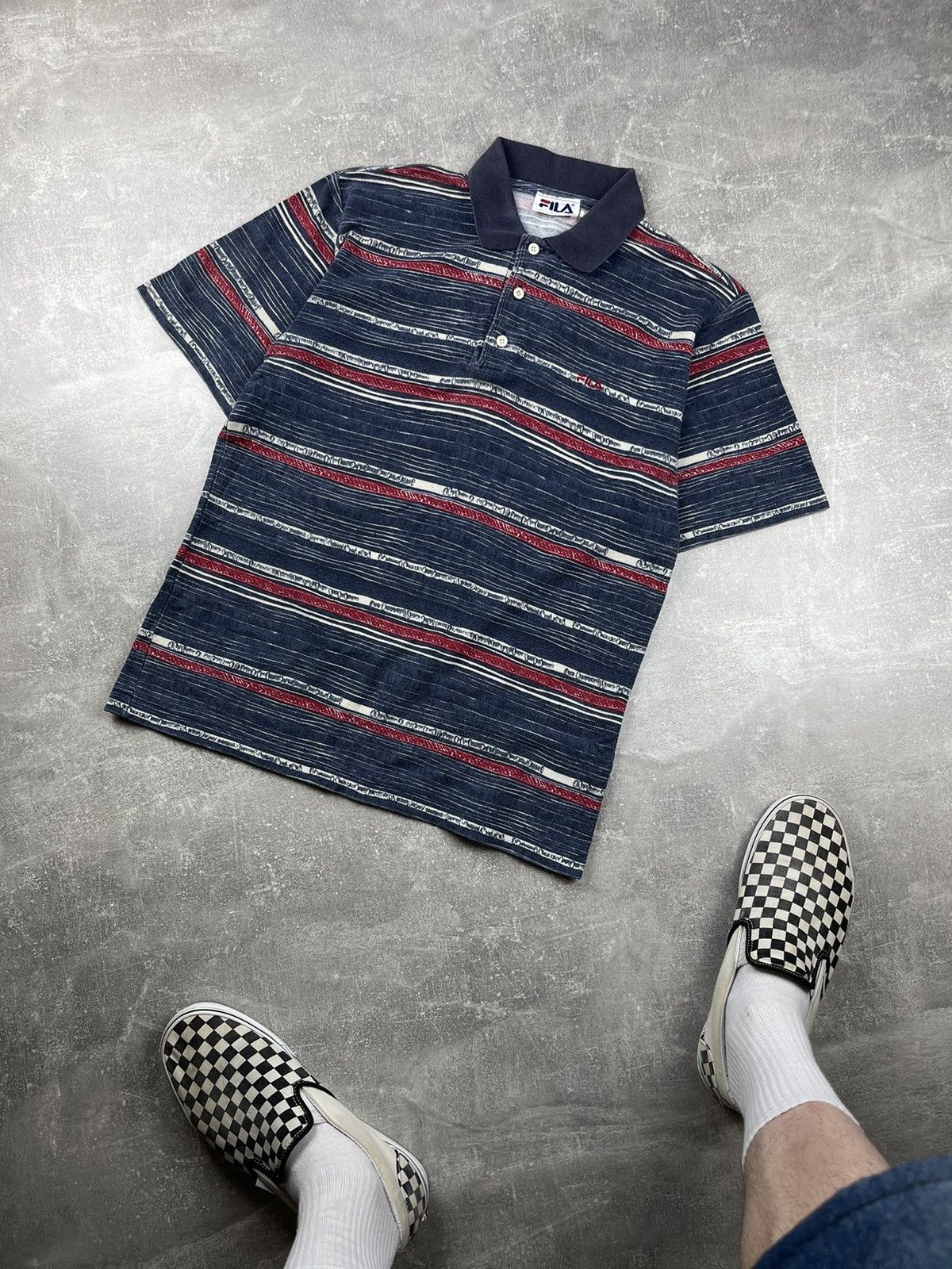Fila × Vintage Fila Vintage 90s Tenis Striped 3 Button Polo T-Shirt Size US M / EU 48-50 / 2 - 1 Thumbnail