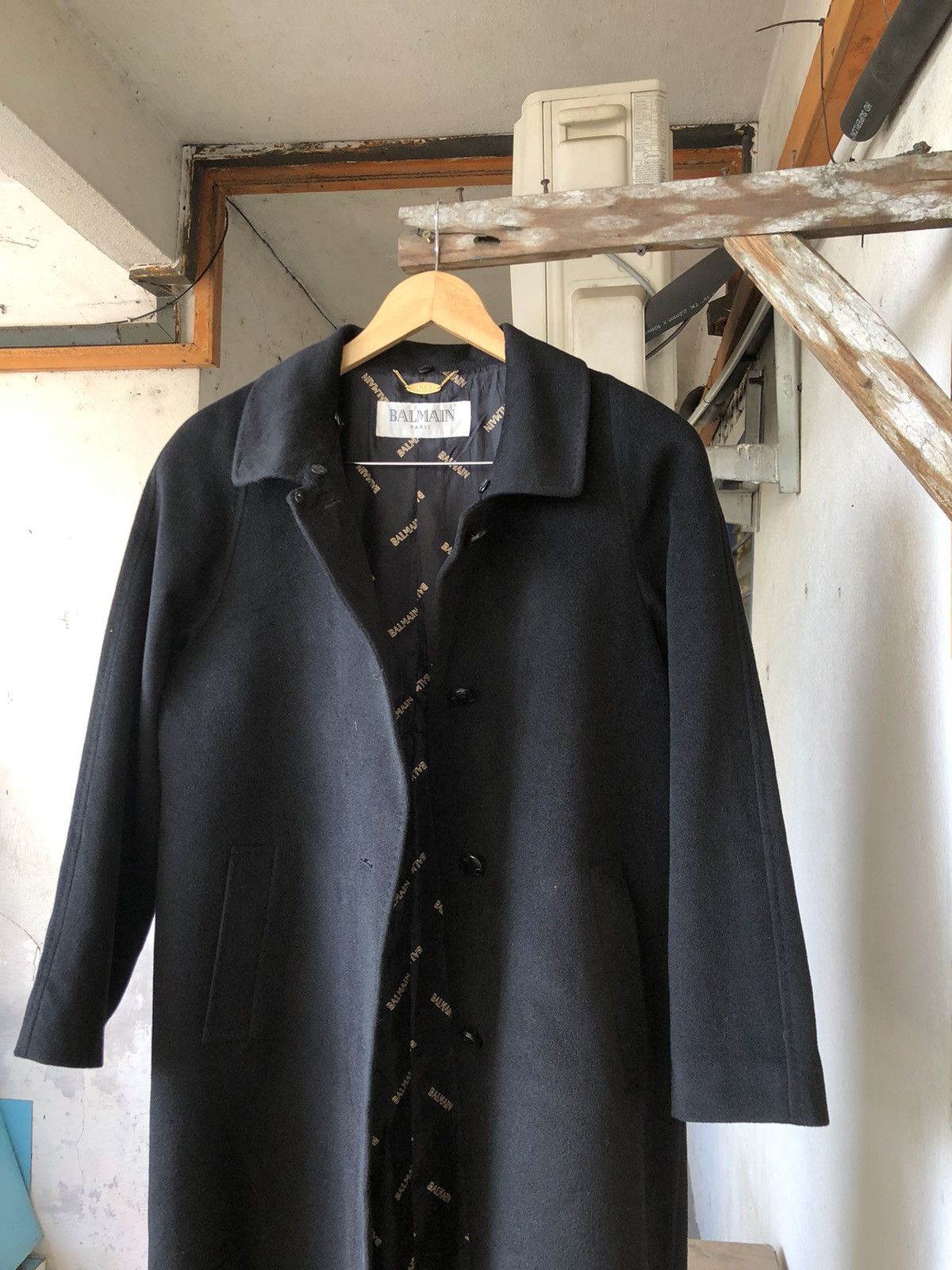 Balmain Authentic🔥 Balmain Cashmere Wool Long Coat Black Size L / US 10 / IT 46 - 16 Thumbnail