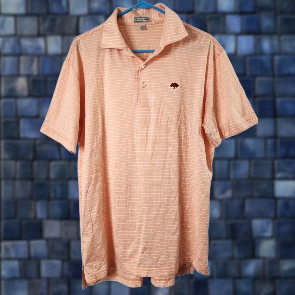 Peter Millar Peter Millar Polo Shirt Mens M 100% Cotton Striped Orange Golf Short Sleeve Polo Size US M / EU 48-50 / 2 - 1 Thumbnail