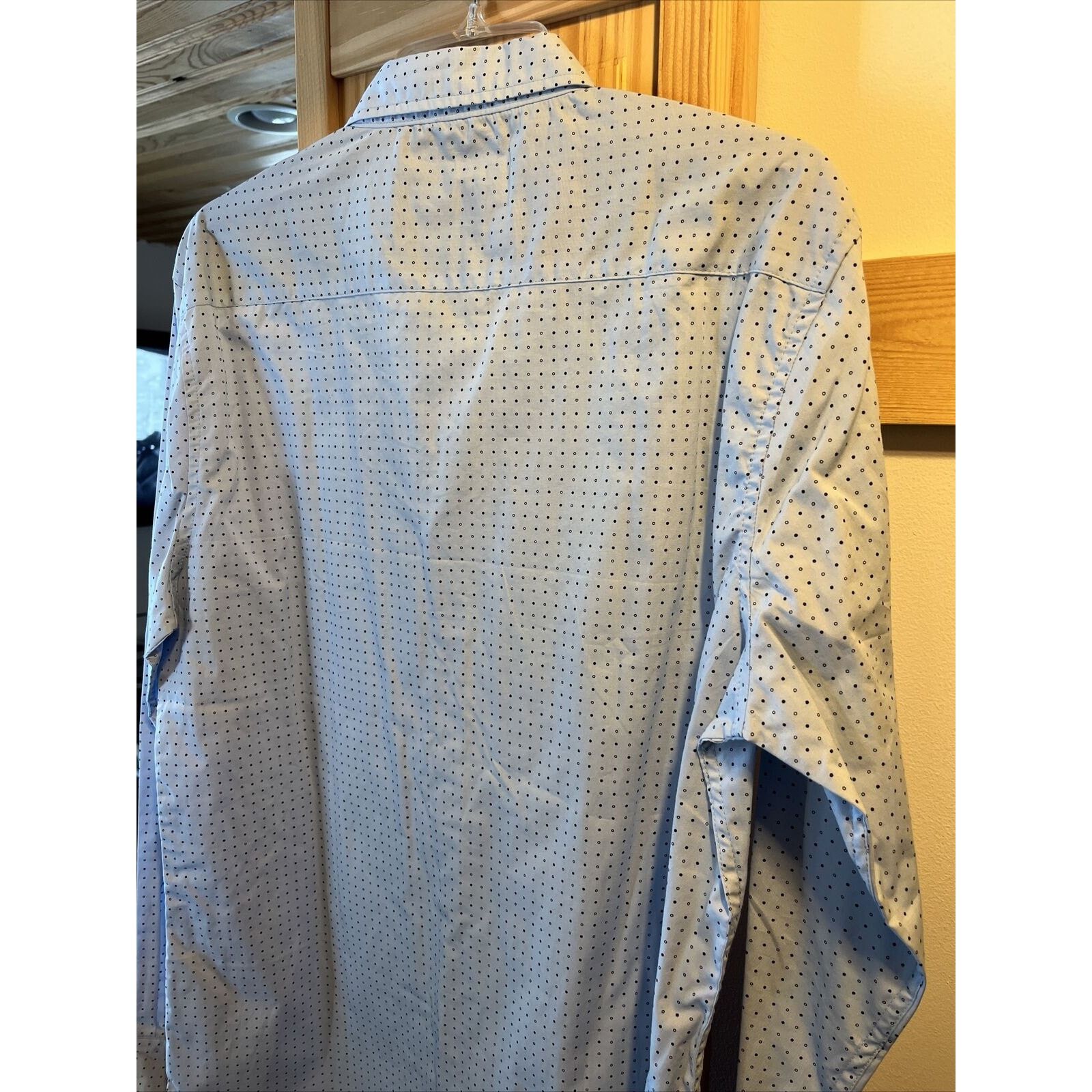 Other Level Ten Men's L Blue Polka Dot Button Down LS Cotton Shirt Size US L / EU 52-54 / 3 - 16 Thumbnail