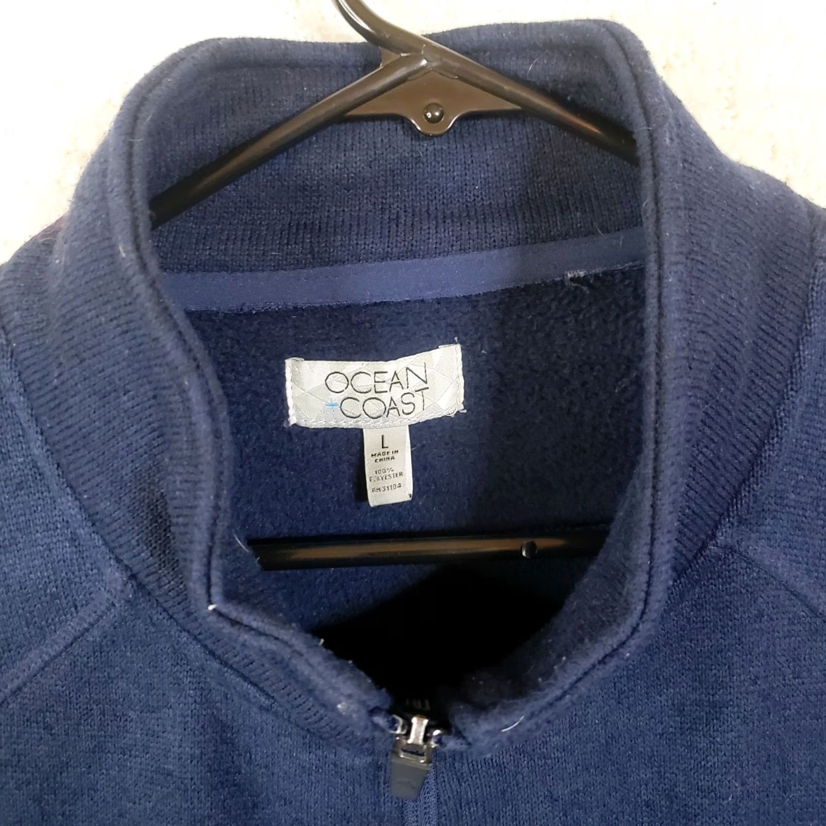 Vintage Ocean Coast Men's L Blue Fleece Long Sleeve Full Zip Jacket Front Zip Pocket Size US L / EU 52-54 / 3 - 6 Thumbnail