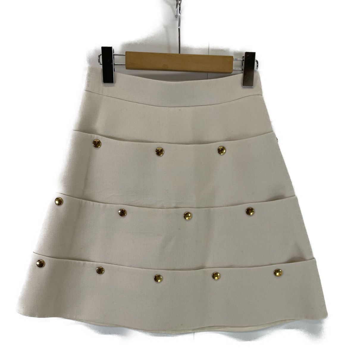 image of Louis Vuitton Tiered Button Mini Skirt in Ivory, Women's (Size 24)