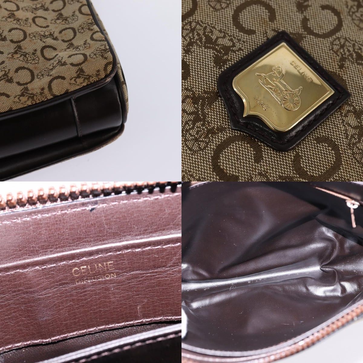 Celine CELINE C Sulky Shoulder Bag Canvas Brown Gold Size ONE SIZE - 11 Thumbnail