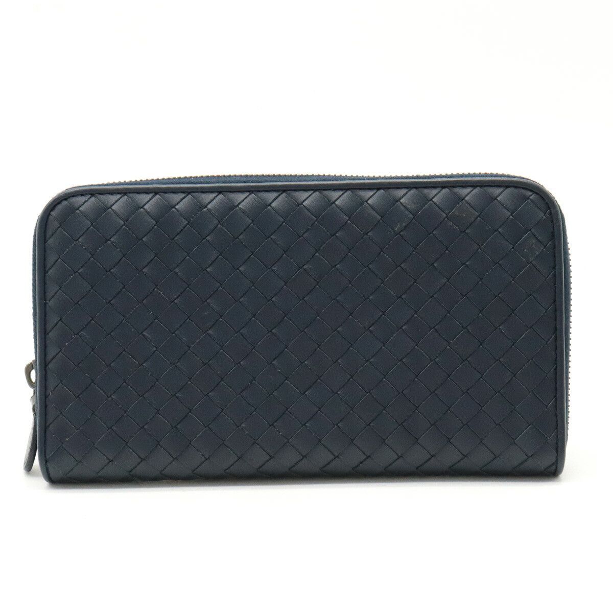Bottega Veneta Bottega Veneta Bottega Veneta Intrecciato Leather Wallet Navy Leather Long Wallet 518389 in Great Condition Size ONE SIZE - 1 Thumbnail