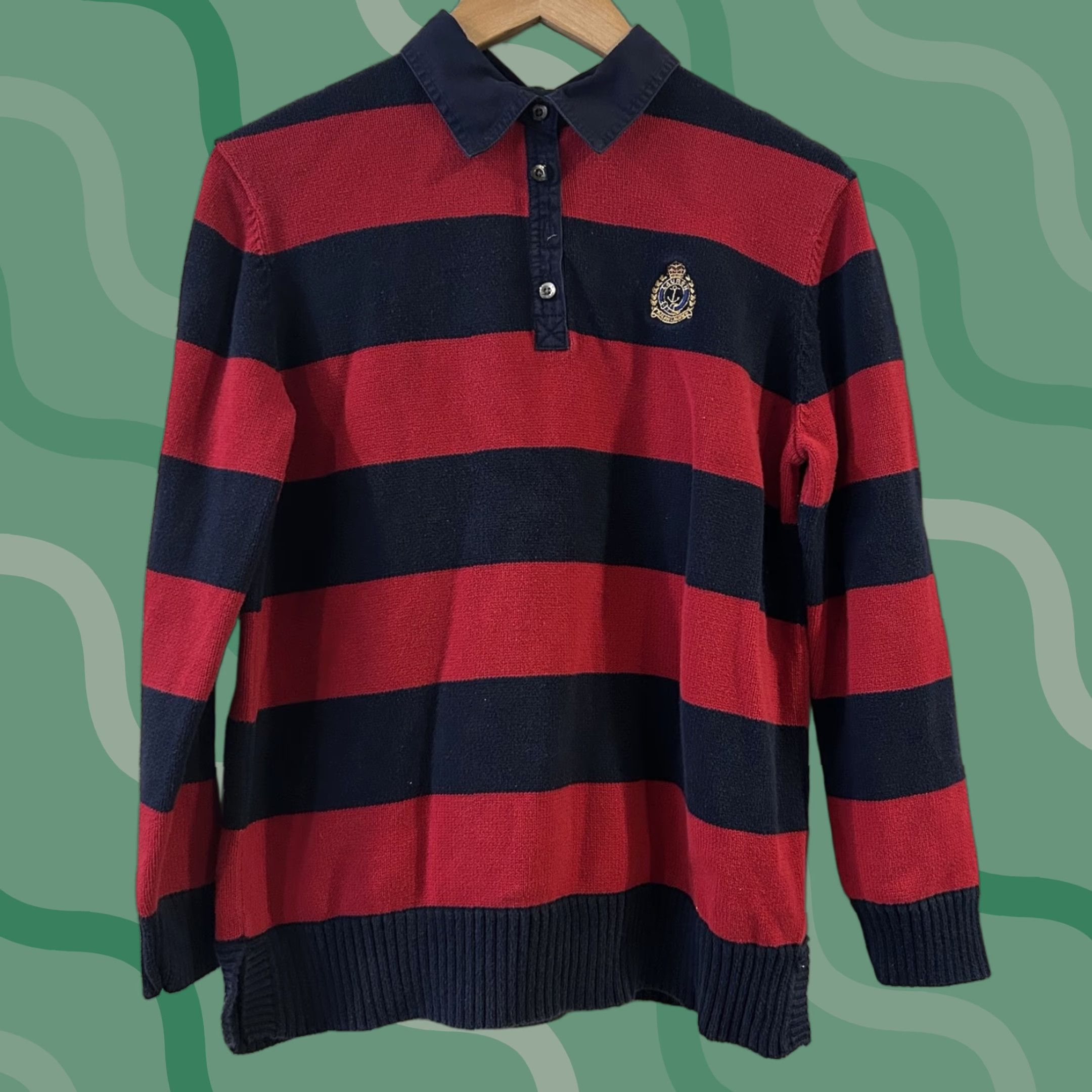 Ralph Lauren Ralph Lauren Pullover Sweater Collared Navy Red Striped Women’s Large Size L Multicolor Knit Size L / US 10 / IT 46 - 1 Thumbnail
